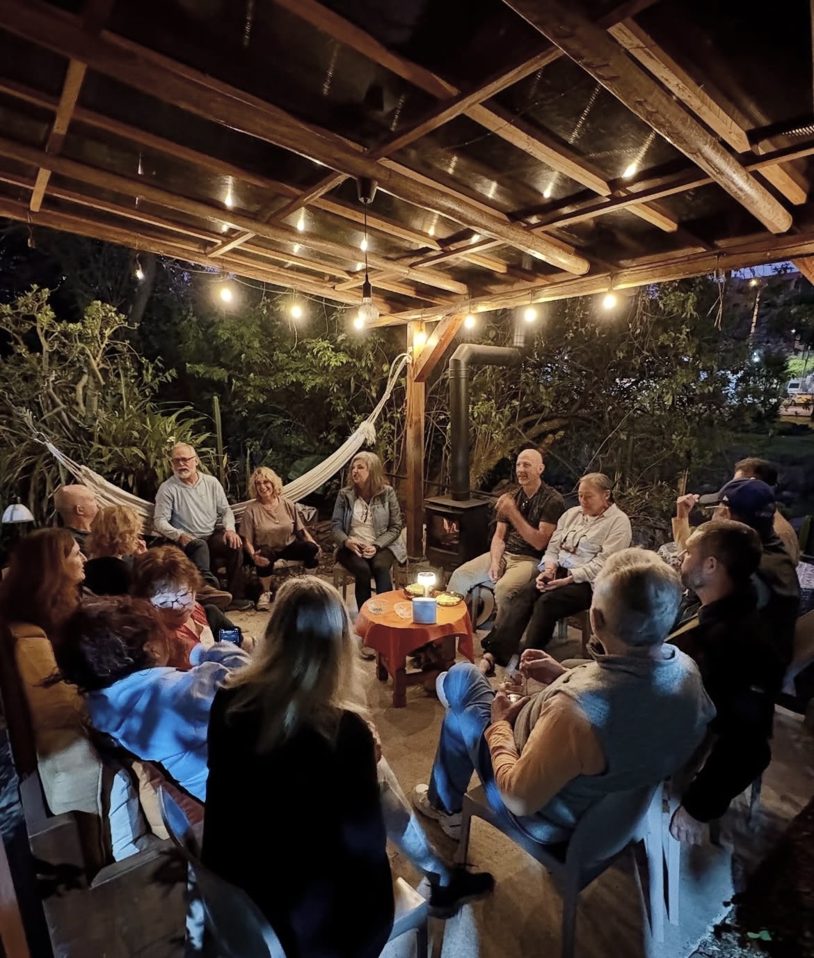 Guests together in the garden at Otorongo